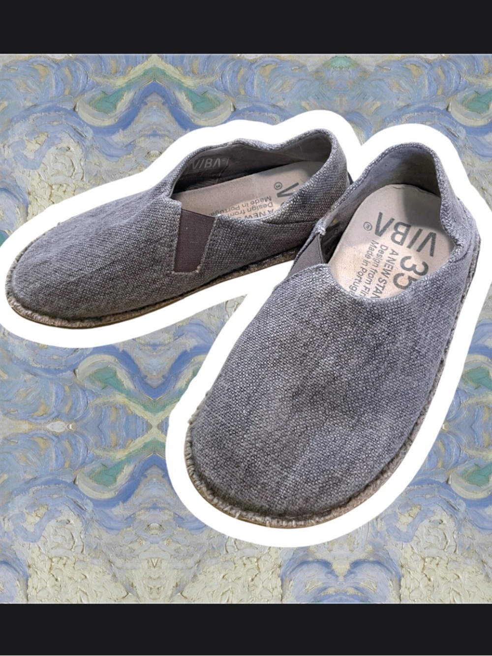 VIBAe Zuma linen slip-on minimalist comfort walking shoes, size 35
